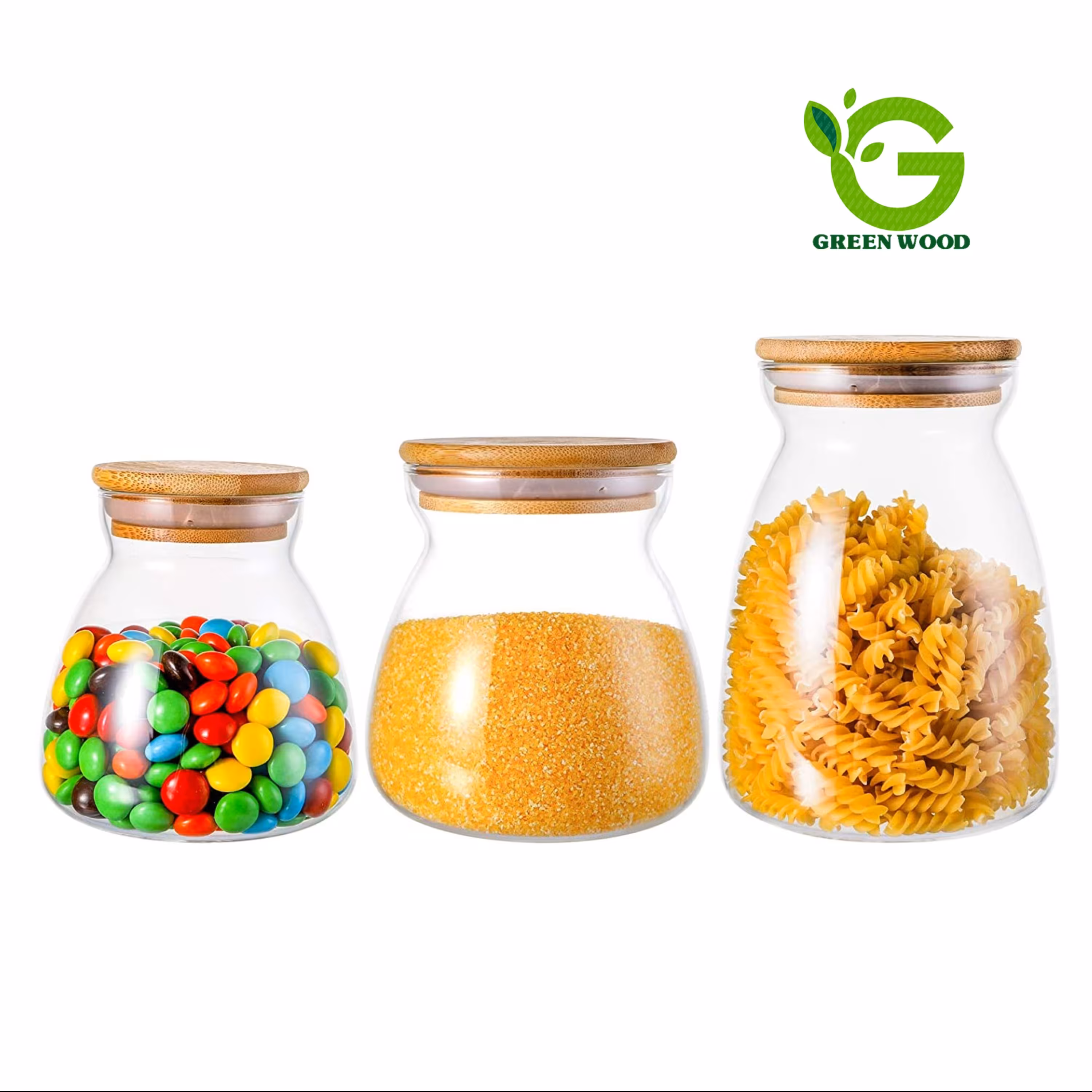 ست بانکه (جا حبوباتی) 3 عددی بامبو شیشه ای پیرکس Gw90301048