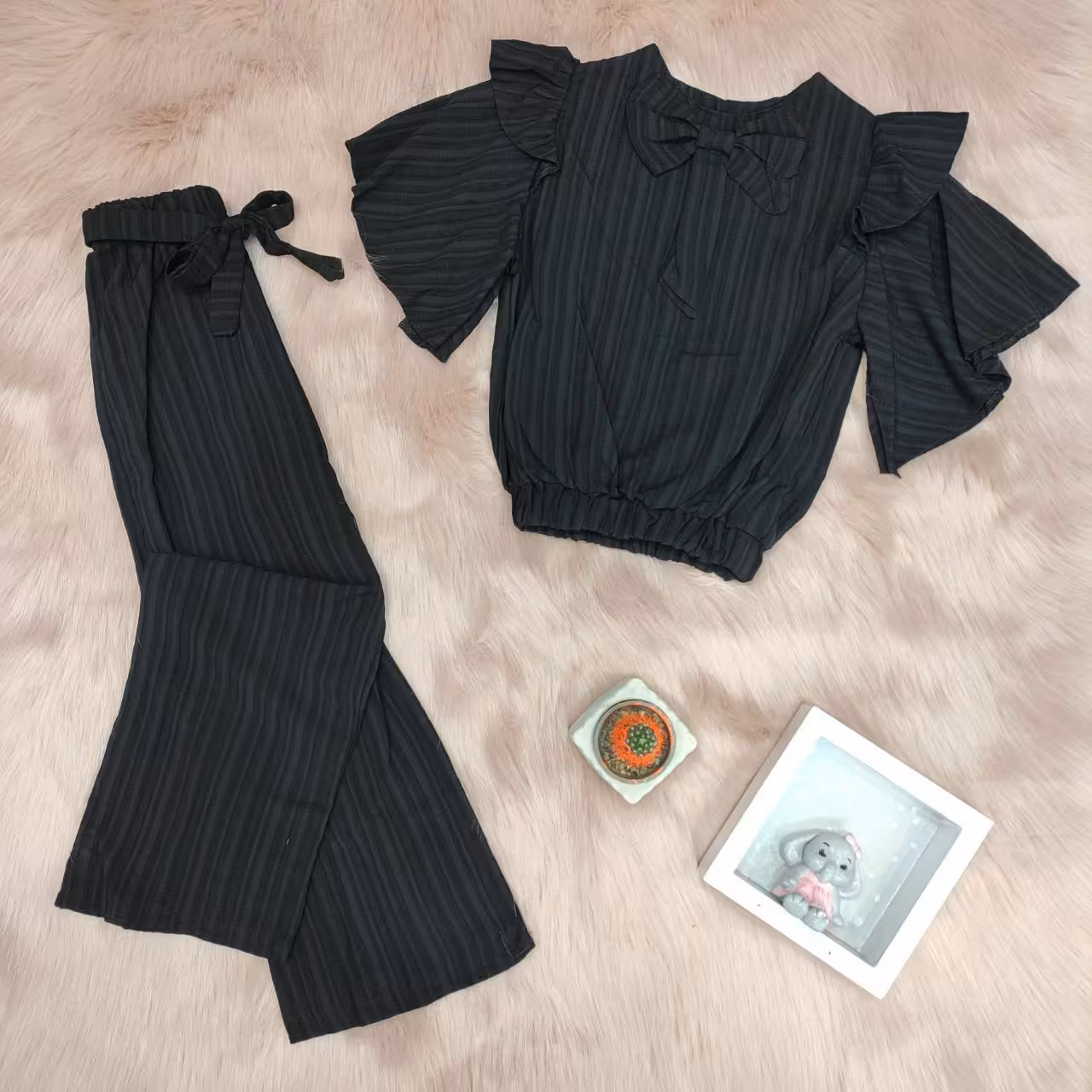 شومیزشلوارکراش ریلی دخترانه.مشکی.محرمی.بچگانه.سایز 45.50.55