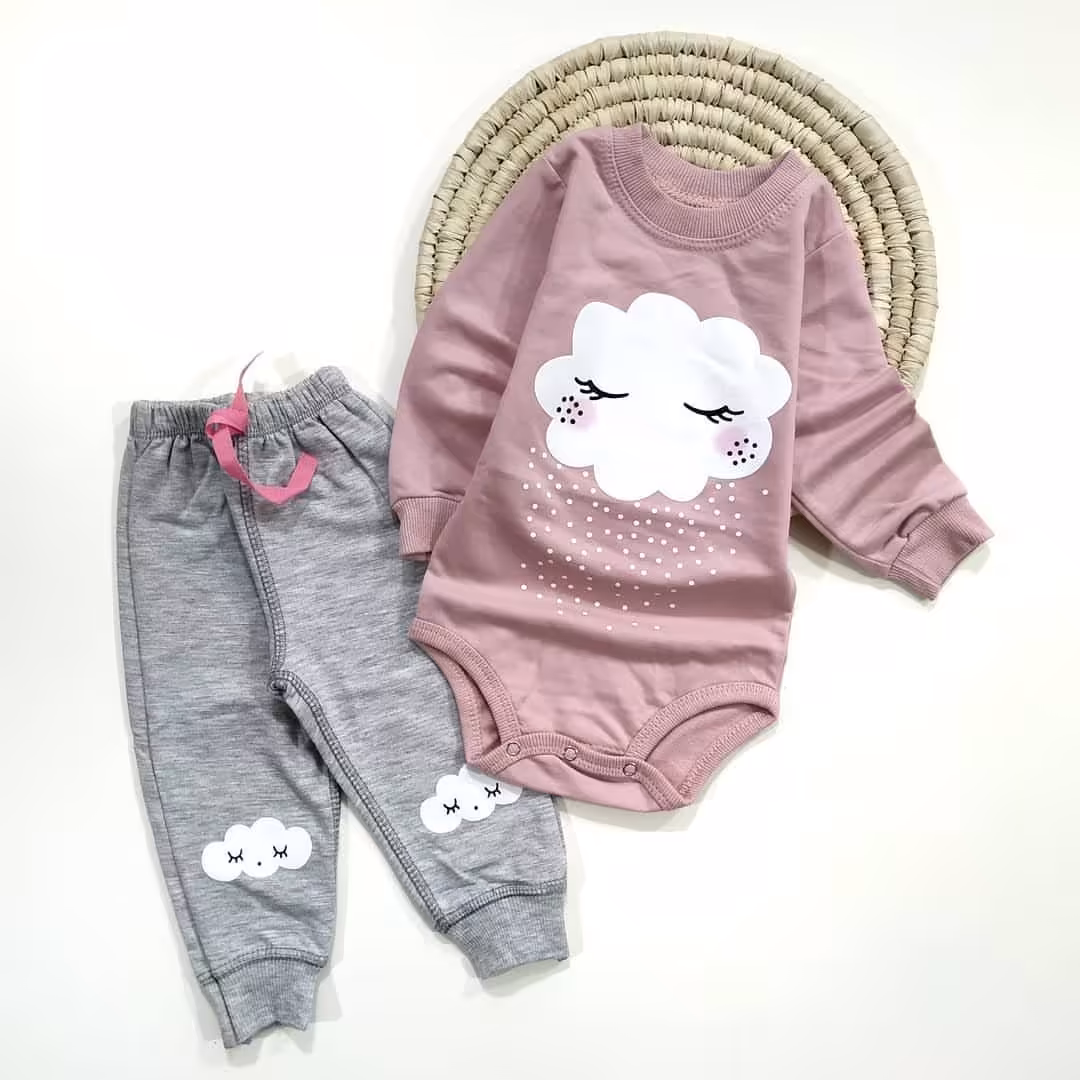 ست بادی و شلوار قواره دار ابر و برفی