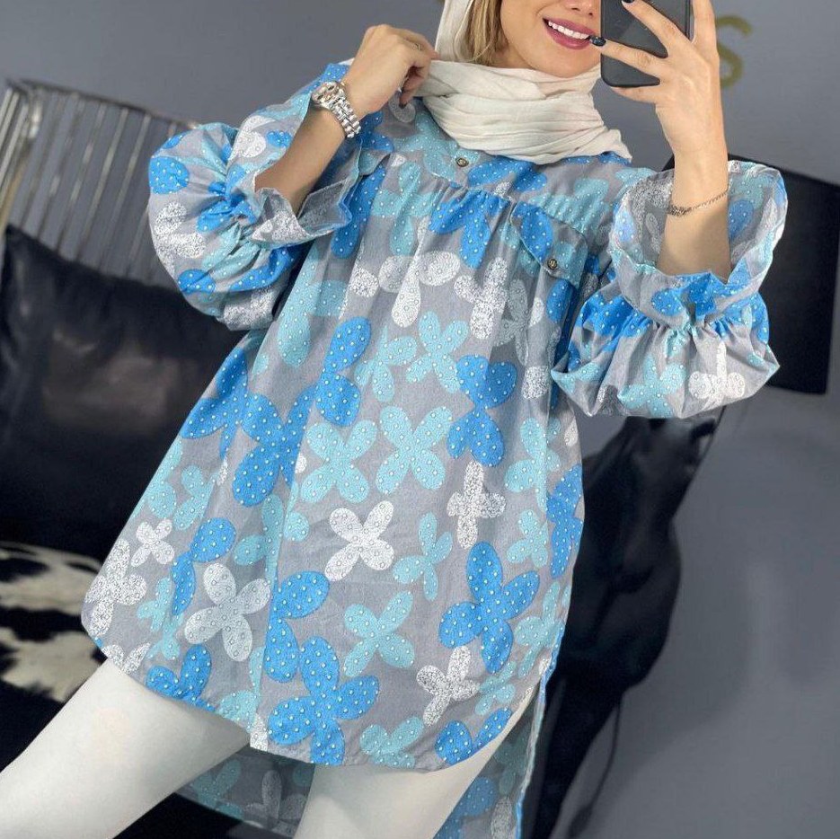 تونیک زنانه پوپلین نخ جلو بسته در رنگ بندی و طرح متنوع