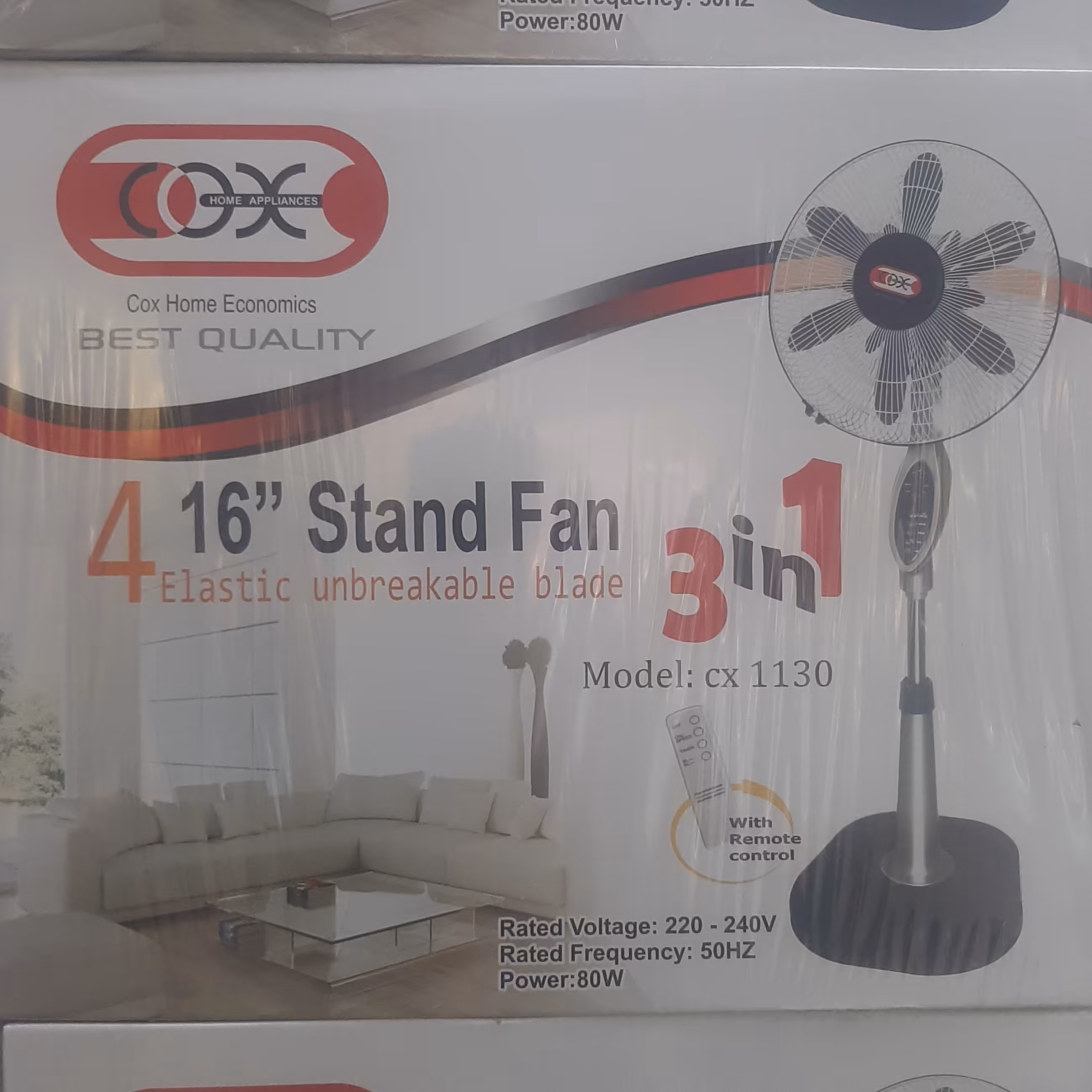 پنکه کاکس مدل cx1130 چهار پره وسه منظوره جنس پره پلاستیک نشکن