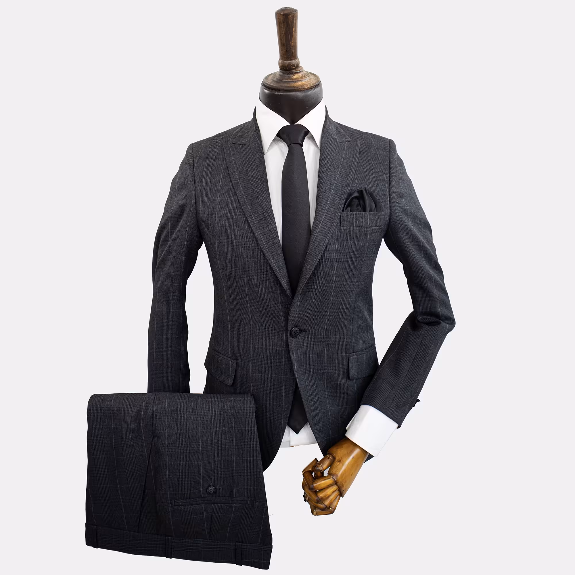 کت و شلوار مردانه چهارخانه درشت ذغالی با ارسال رایگان