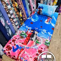 نیم ست ملحفه کشدار خوشخواب  تکنفره عروسکی طرح دختر کفشدوزکی 