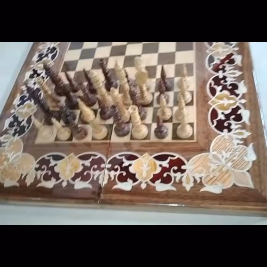 شطرنج تمام چوب  معرق منبت  کار دست
