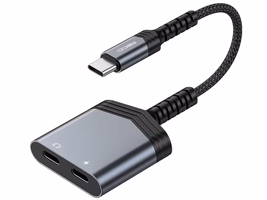 مبدل تایپ سی به دو درگاه تایپ سی 60 وات رسی RDS-A20