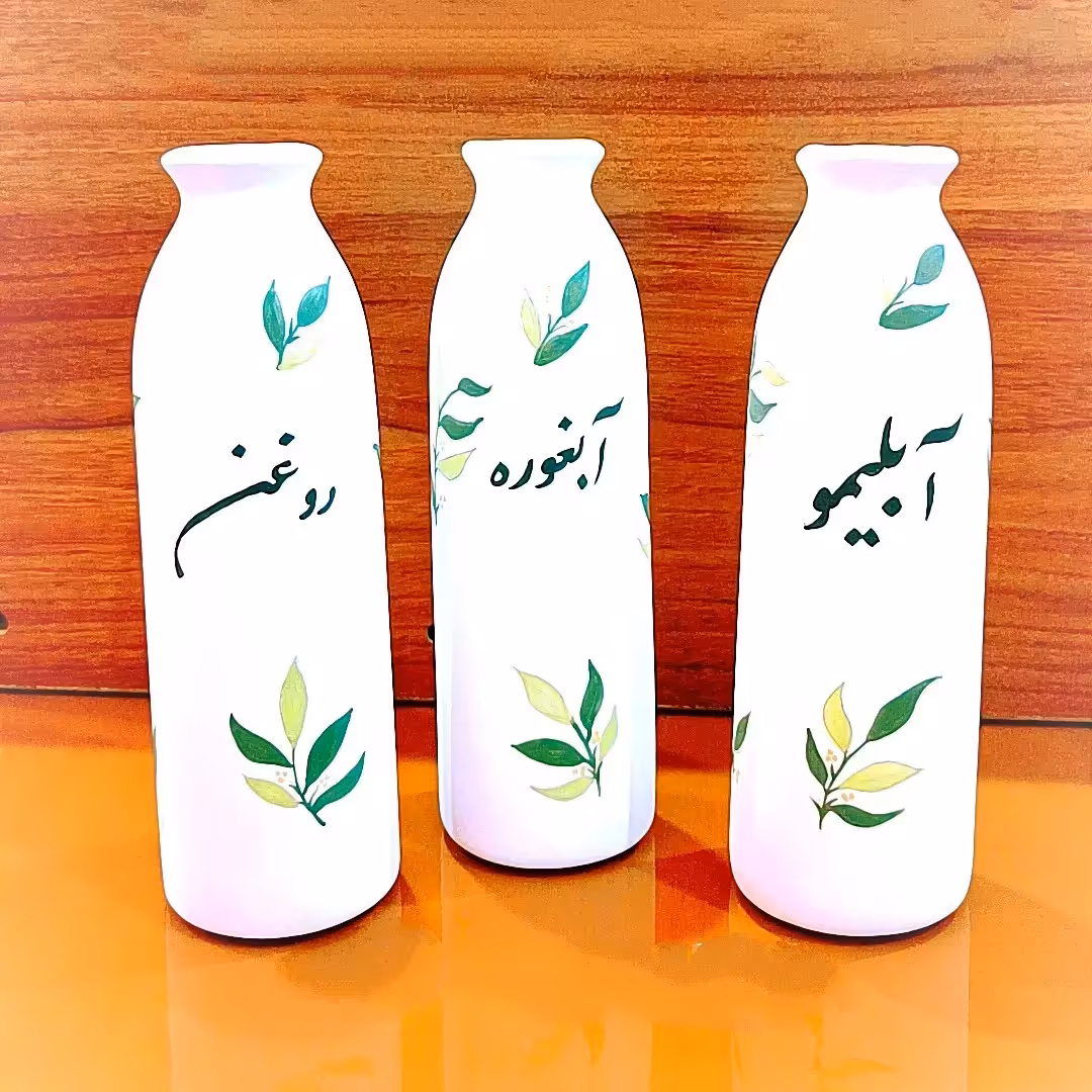 جای آبلیمو و آبغوره و  روغن با در های چوب پنبه ای 