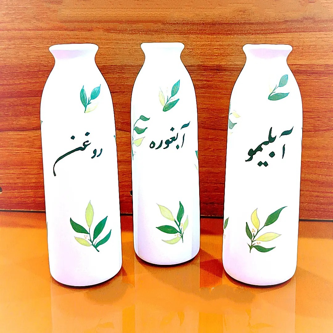 جای آبلیمو و آبغوره و  روغن با در های چوب پنبه ای 