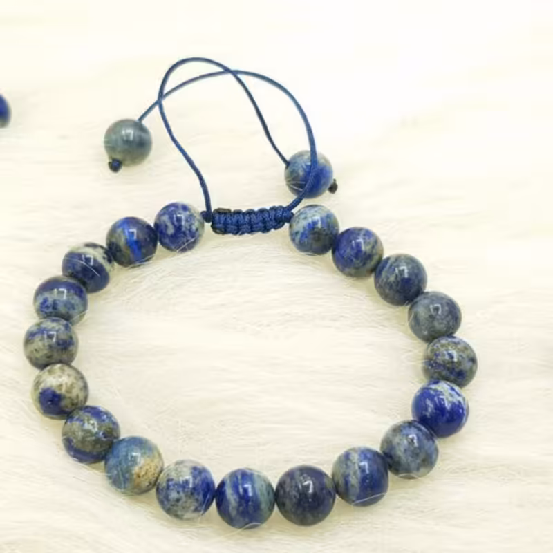 دستبند لاجورد افغان طبیعی-سایز 8-سنگ رفع عوارض استرس