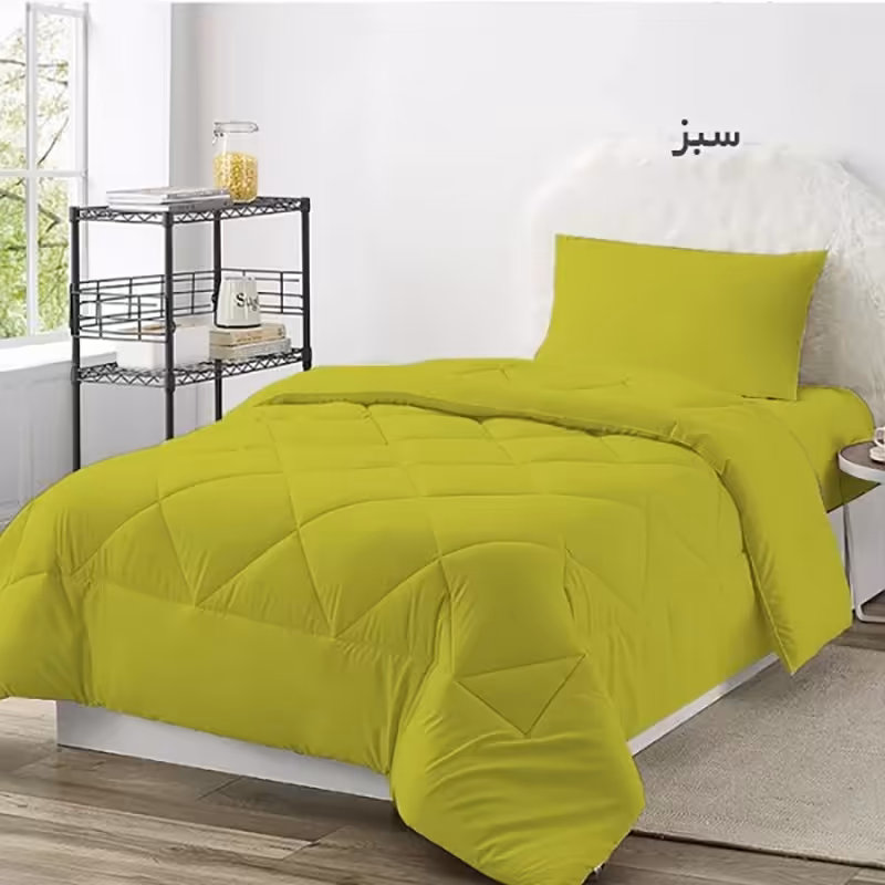 سرویس روتختی چیداری مدل تک رنگ یک نفره سه تکه رنگ سبز عرض 90