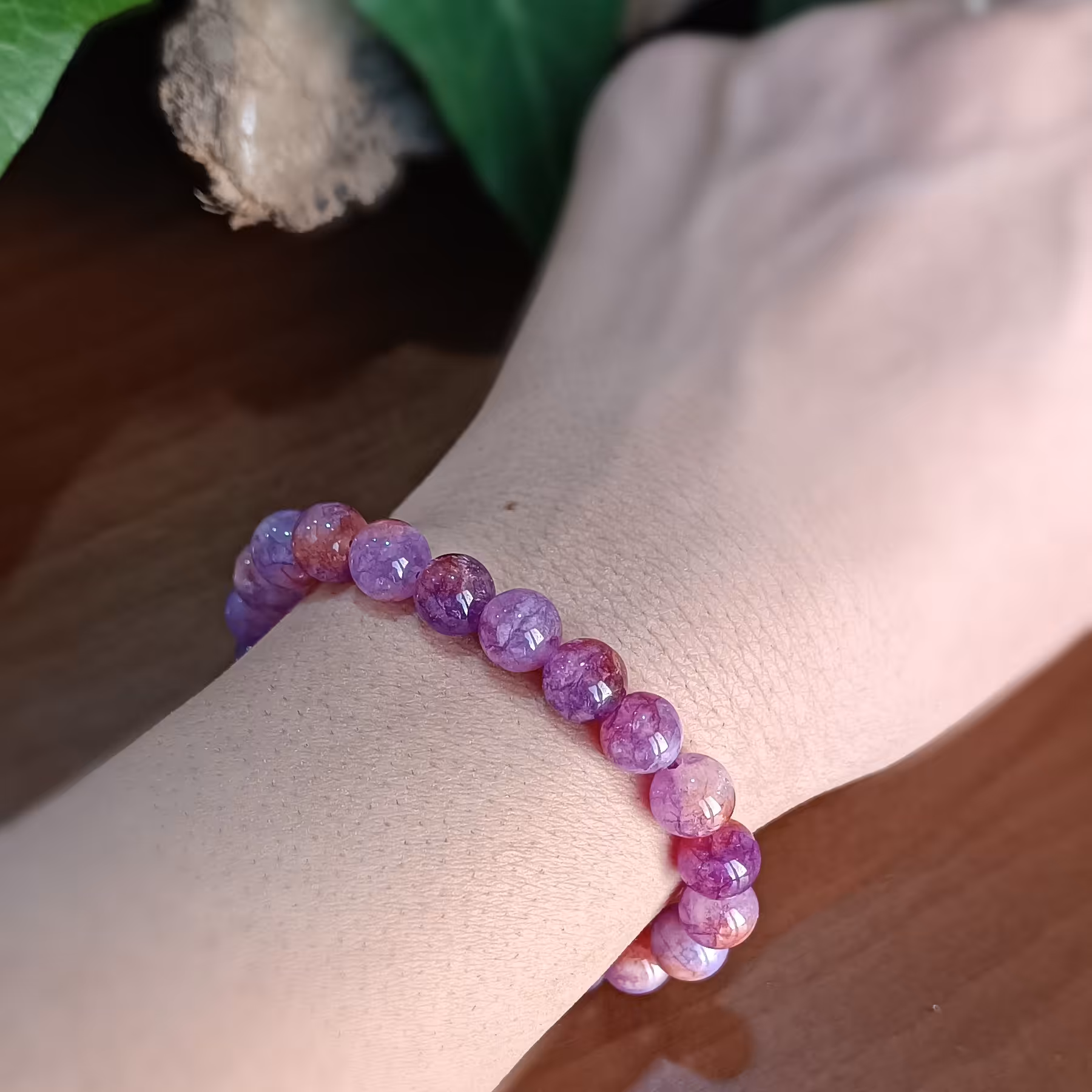 دستبند سنگ  آمیترین  با کیفیت عالی و گره کشویی قابل تبدیل به بند کشی