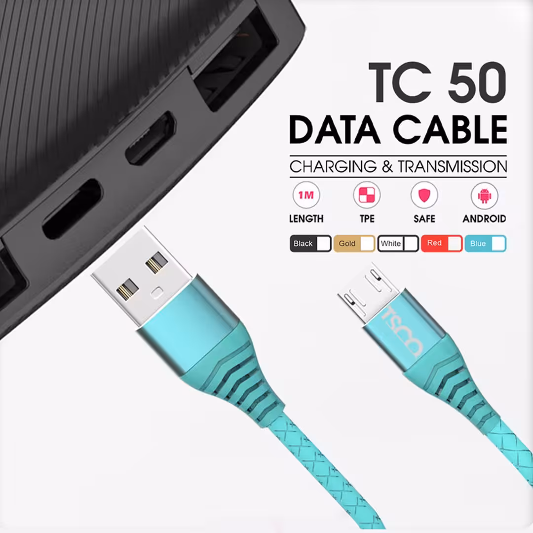 یو اس بی کابل تبدیل USB به microUSB تسکو مدل TC 50 طول 0.9 متر اندروید