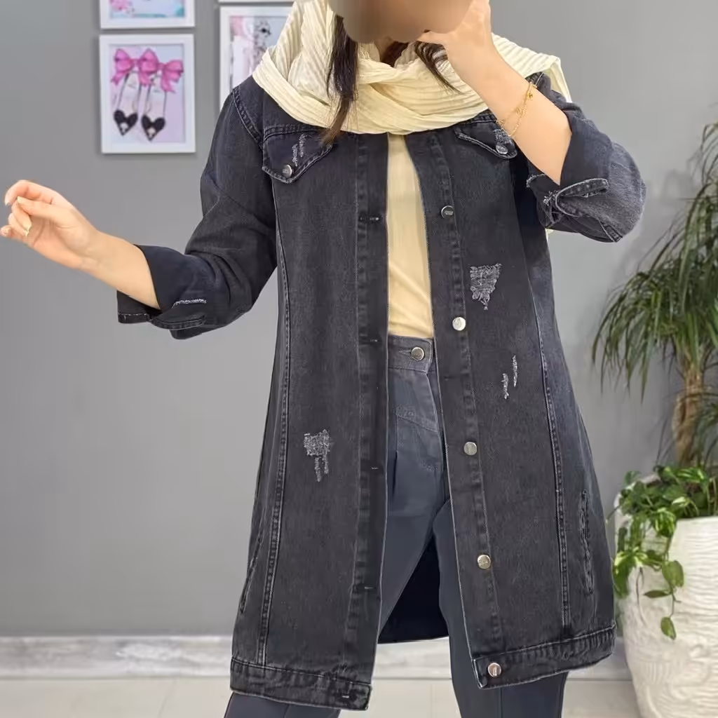 کت جین زغالی سایزبزرگ 