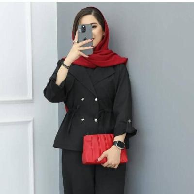 مانتو اسپرت زنانه کرپ مازراتی مدل کمرگت دار