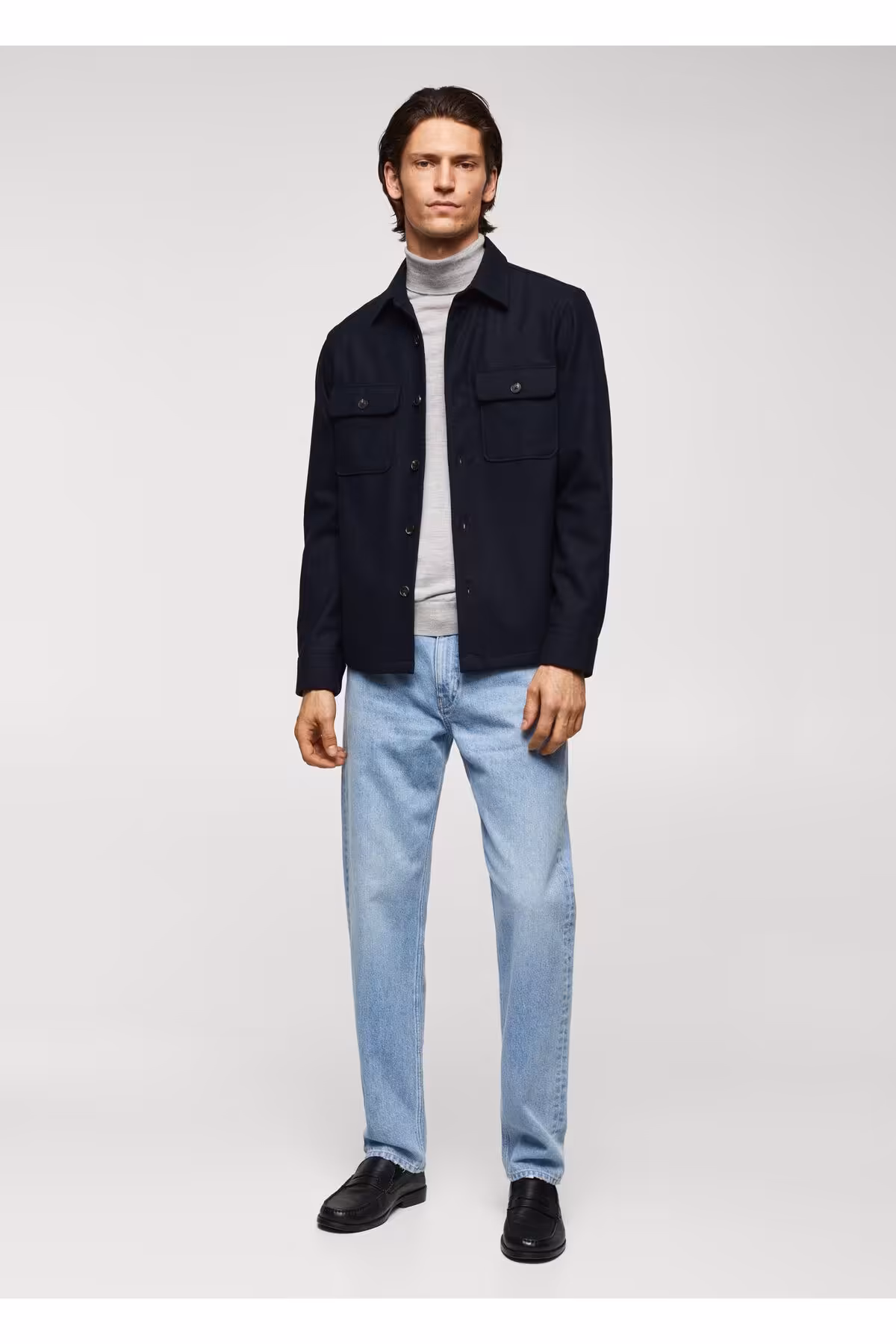 پیراهن / بلوز دکمه دار آبی مردانه دریایی 57905960 منگو MANGO