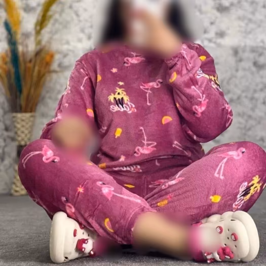 بلوز و شلوار تدی طرح فلامینگو