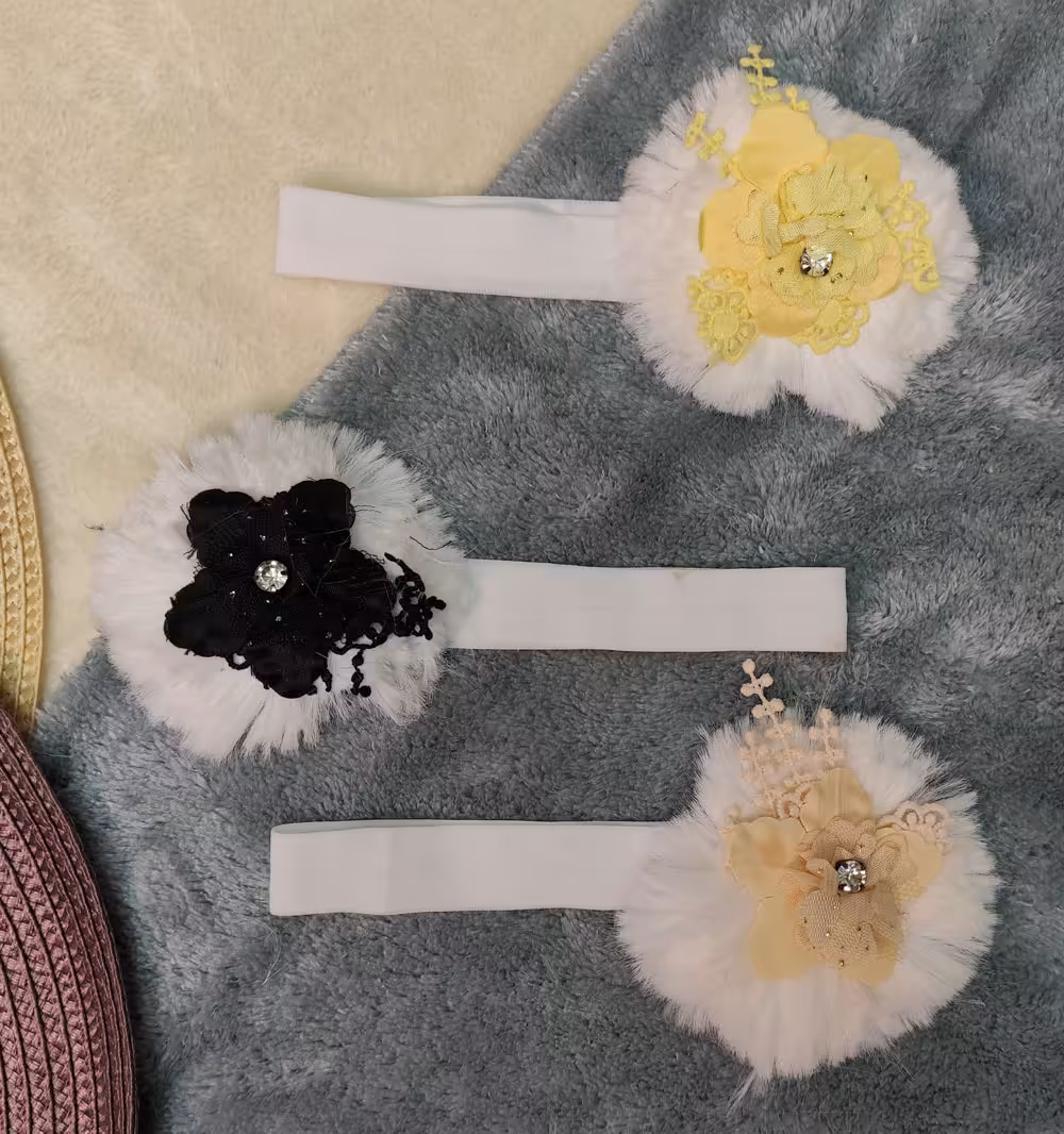 هدبند دخترانه گل نگین دار