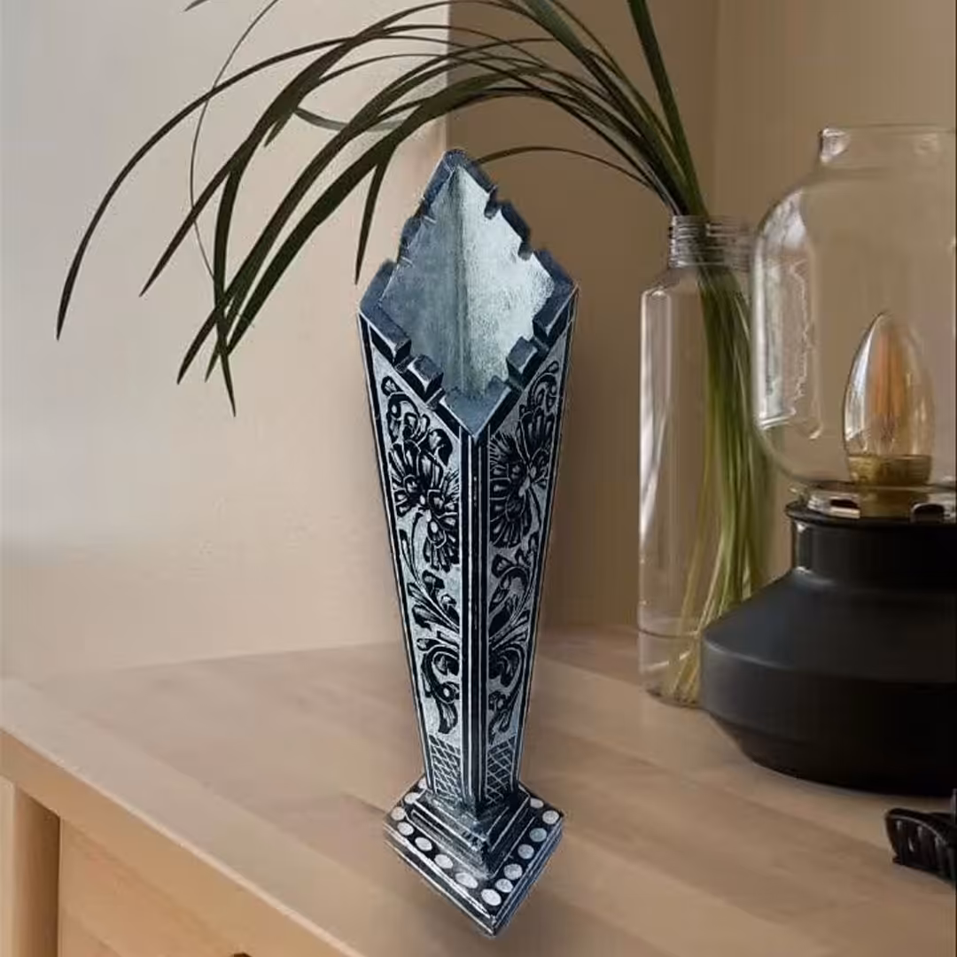 گلدان و جاقلمی سنگی قلم خورده 4 پر سوغات اصیل مشهد مقدس             