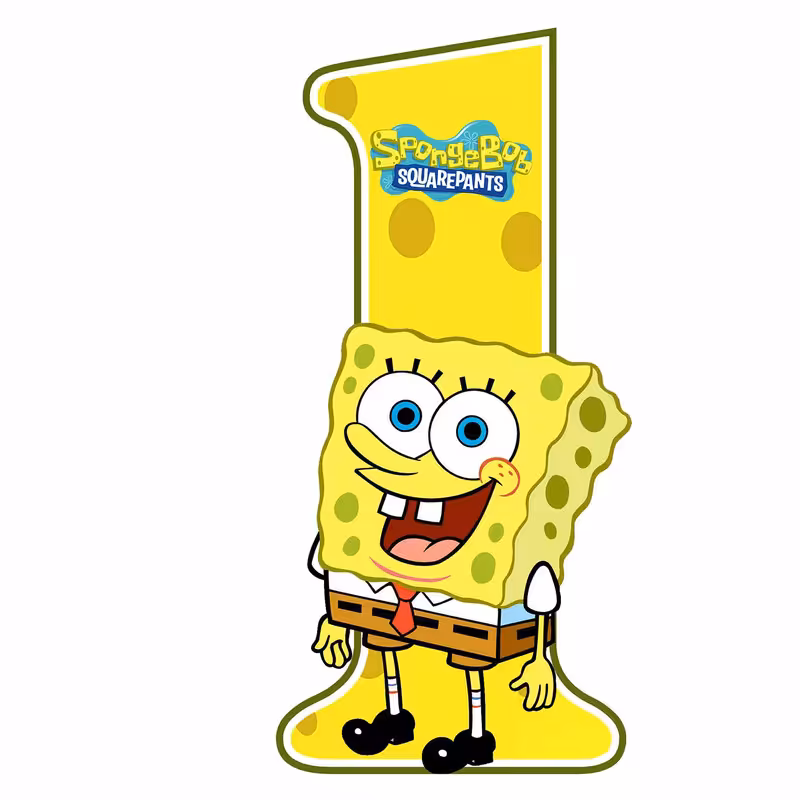 استند رومیزی تولد مدل عدد 1 طرح باب اسفنجی کد 591