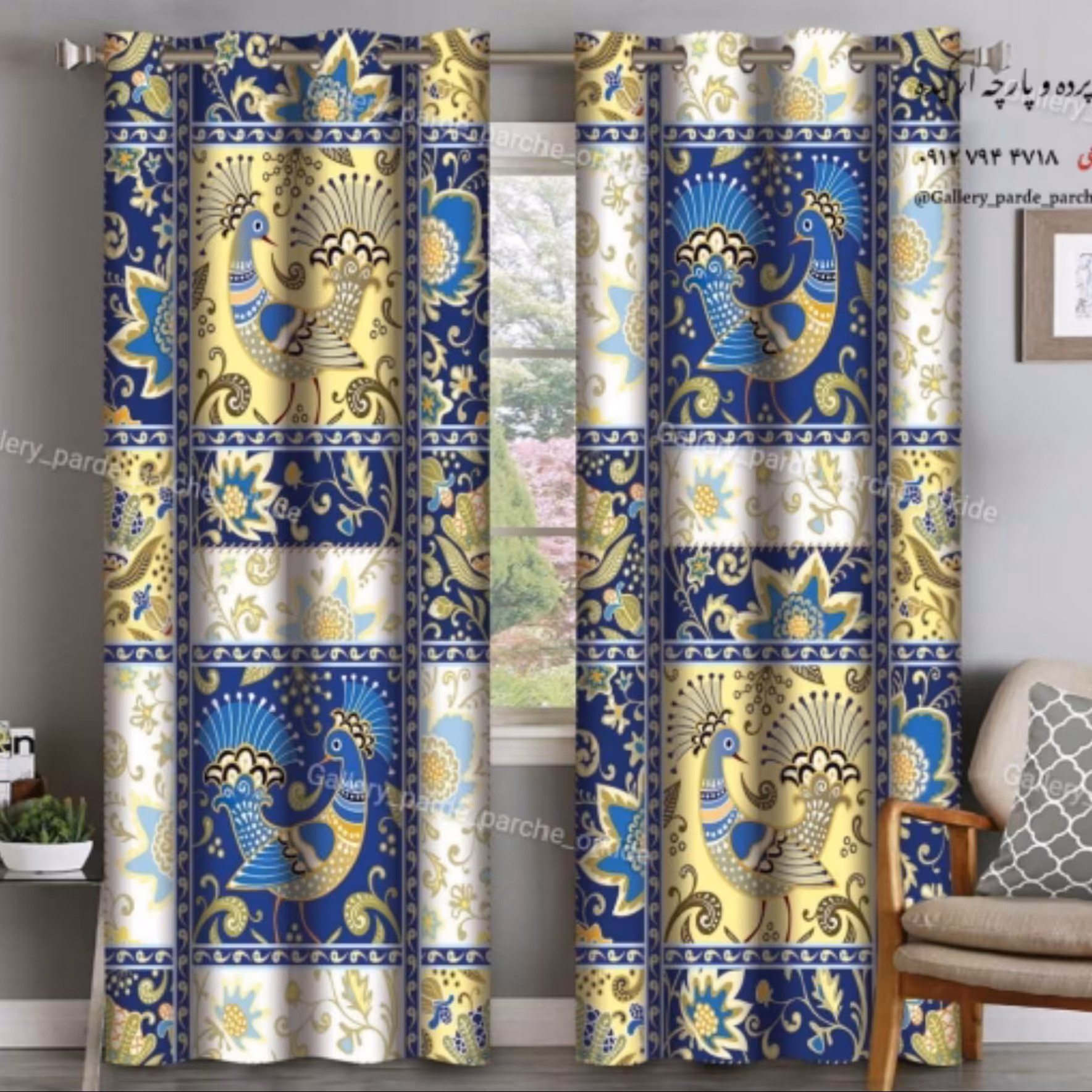 پرده چاپی طرح کلاسیک پانچ پارچه مخمل کالیفرنیا چاپ بر روی سایر پارچه ها کتان هازان و مخمل جاسمین و ... امکان پذیر است.