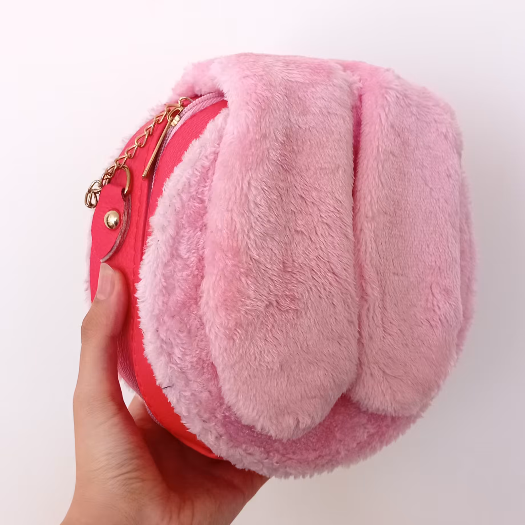 کیف خزدار خرگوشی صورتی