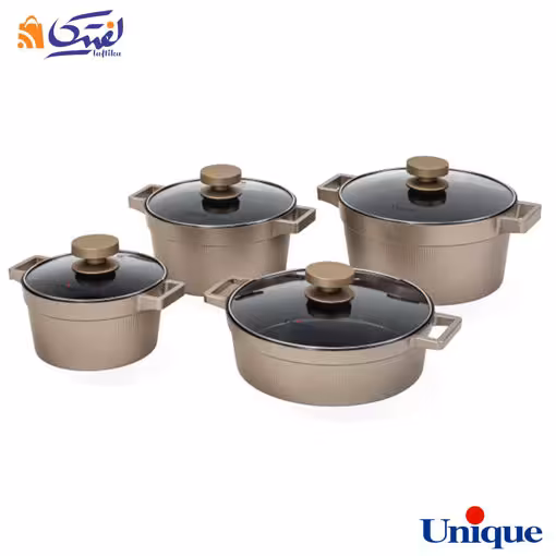 سرویس قابلمه گرانیتی 8 پارچه یونیک مدل دیاموند بژ UN-8503