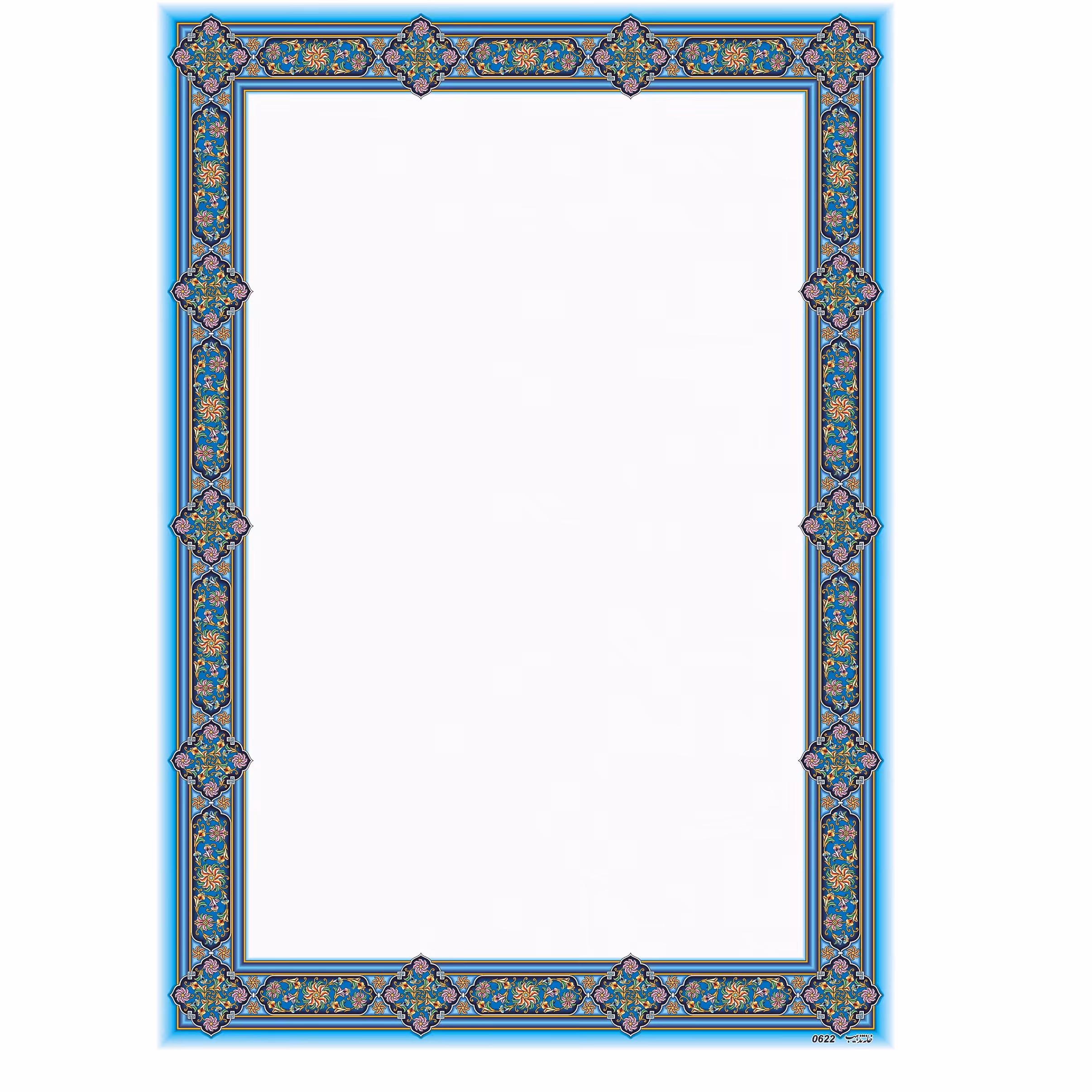 برگه تذهیب و ابروباد A5 طرح گل فرنگ کد 0622 گلاسه مات 120 گرمی بسته 100 برگی