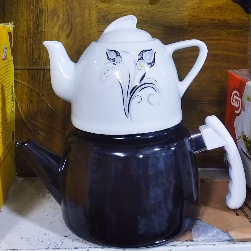 کتری قوری لعابی دسته بغل