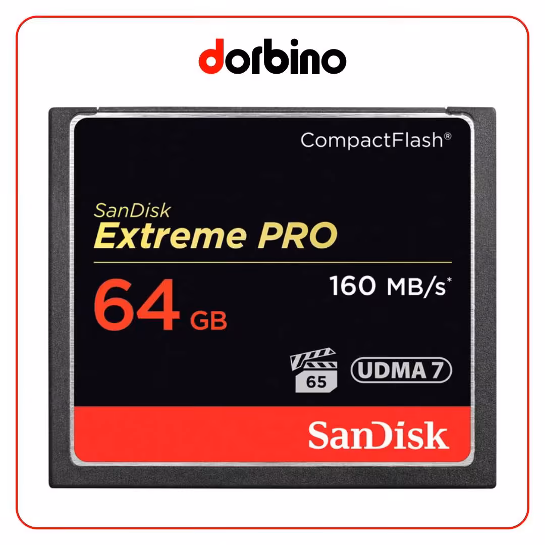 کارت حافظه سن دیسک SanDisk 64GB Extreme Pro CompactFlash Memory Card (160MB/s) - فروشگاه دوربین دوربینو