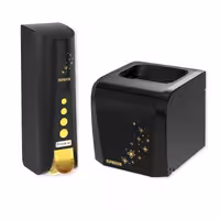 ست جا مایع و جا دستمال بنتی مدل دکورال اسپادانا مشکی طلایی