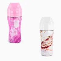 شیشه شیر استیل 330 میل طرح ماربل تویست شیک Twistshake