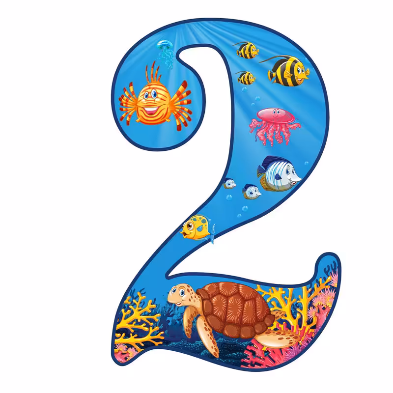 استند رومیزی تولد مدل عدد 2 طرح اقیانوس کد 1155