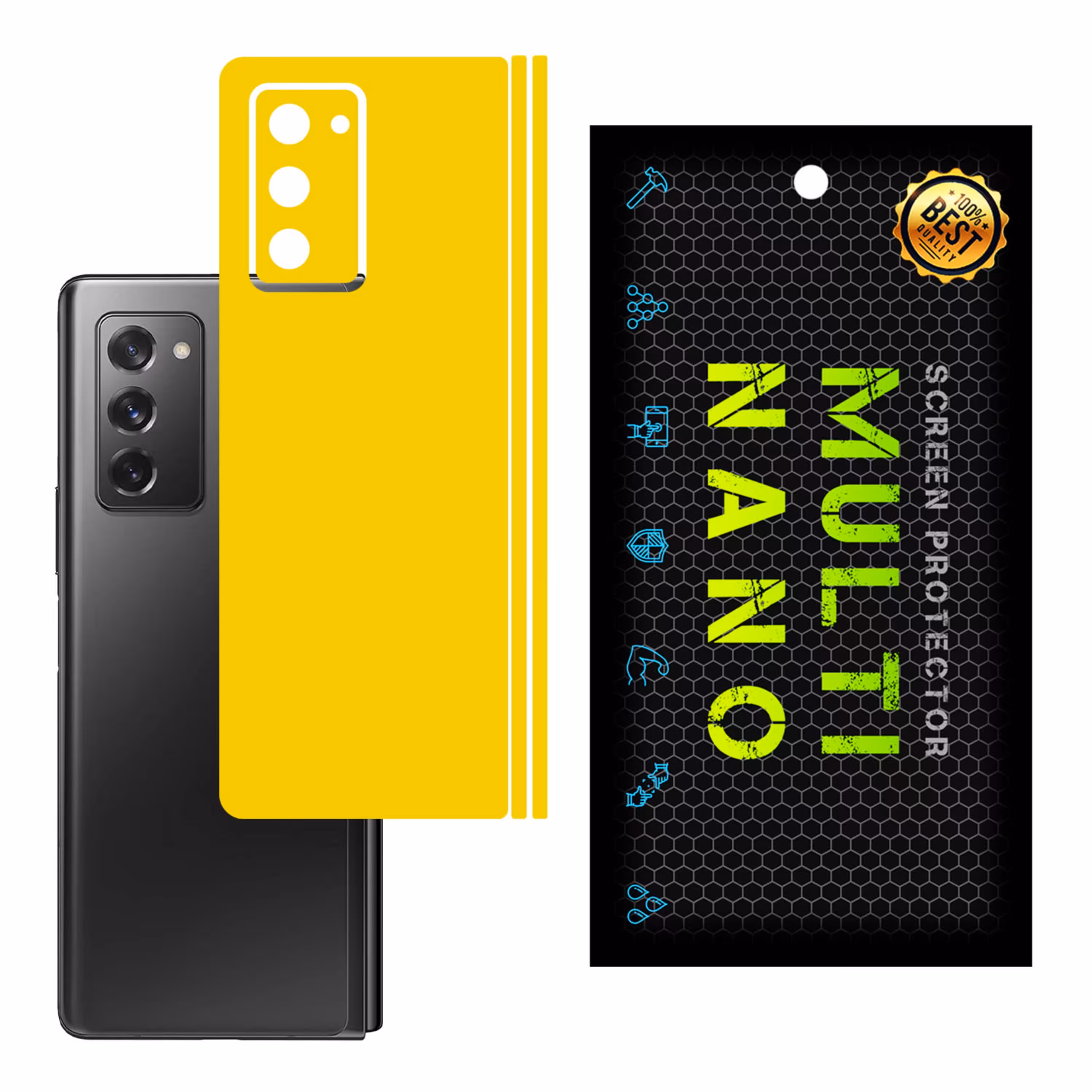 برچسب پوششی MultiNano مدل X-F1M-Yellow برای پشت موبایل سامسونگZ Fold 2