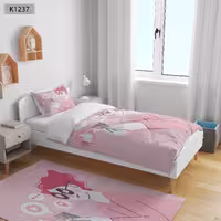 ست رو تختی چاپی 4 تیکه کالیفرنیا یک نفره   کد1237