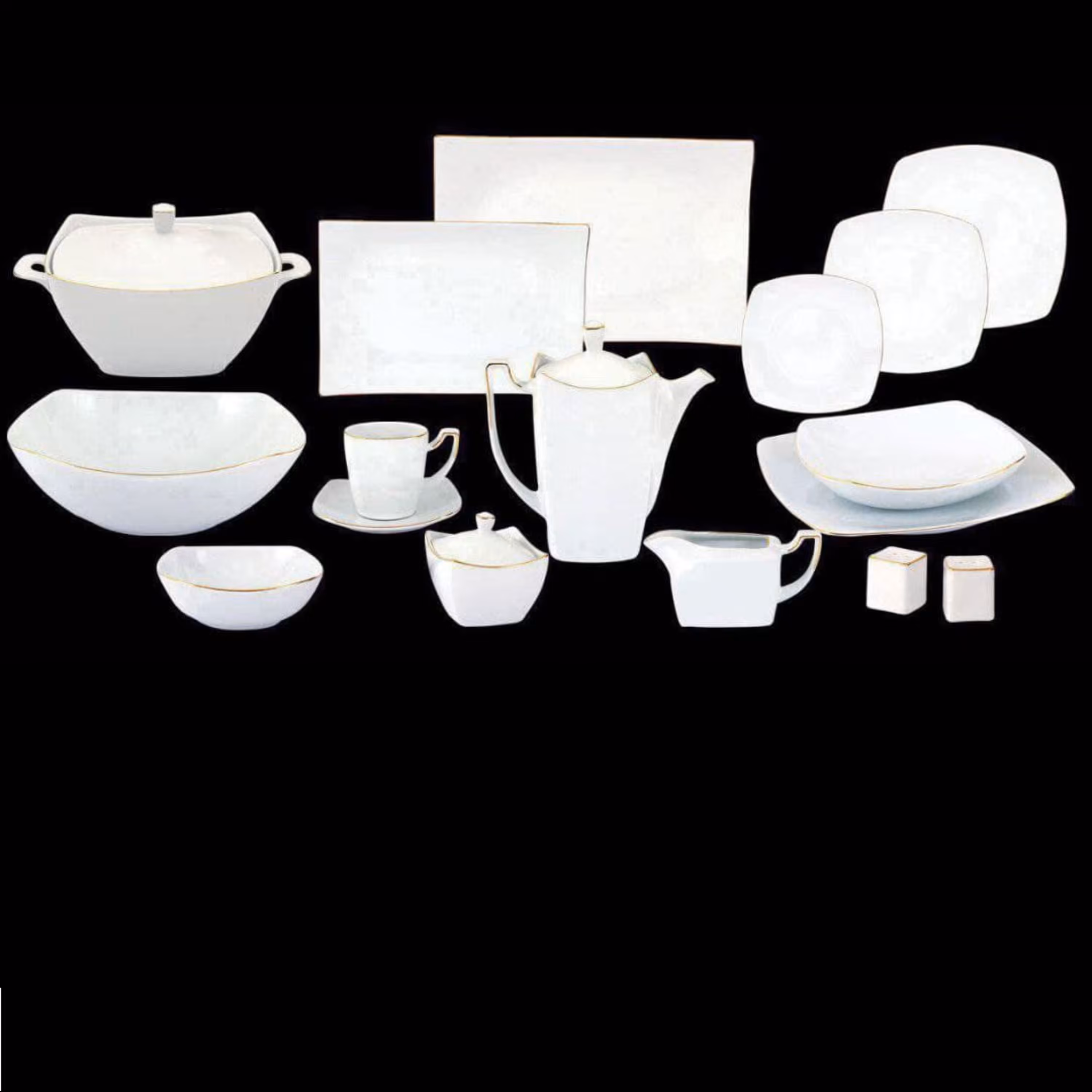 سرویس چینی 85 پارچه لورین مدل سناتور لب طلا (12 نفره)