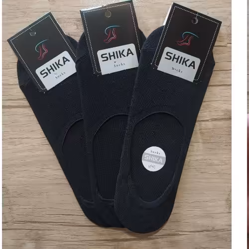 جوراب کالج مشکی مردانه shika مدل پشت ژله ای  پک 3 عددی کدshm 4