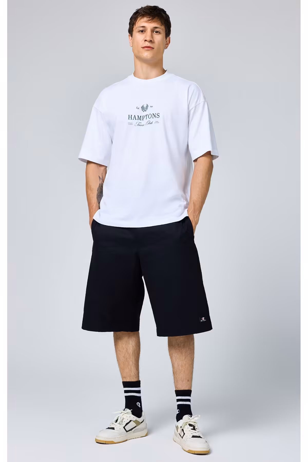 شلوارک و برمودا مشکی مردانه کتابفروشی اورجینال Champion