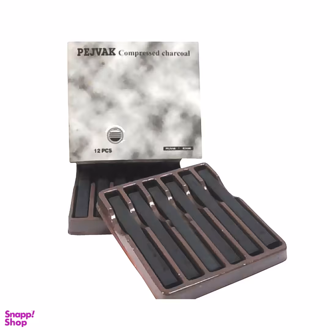 زغال طراحی پژواک مدل compressed charcoal بسته 12 عددی