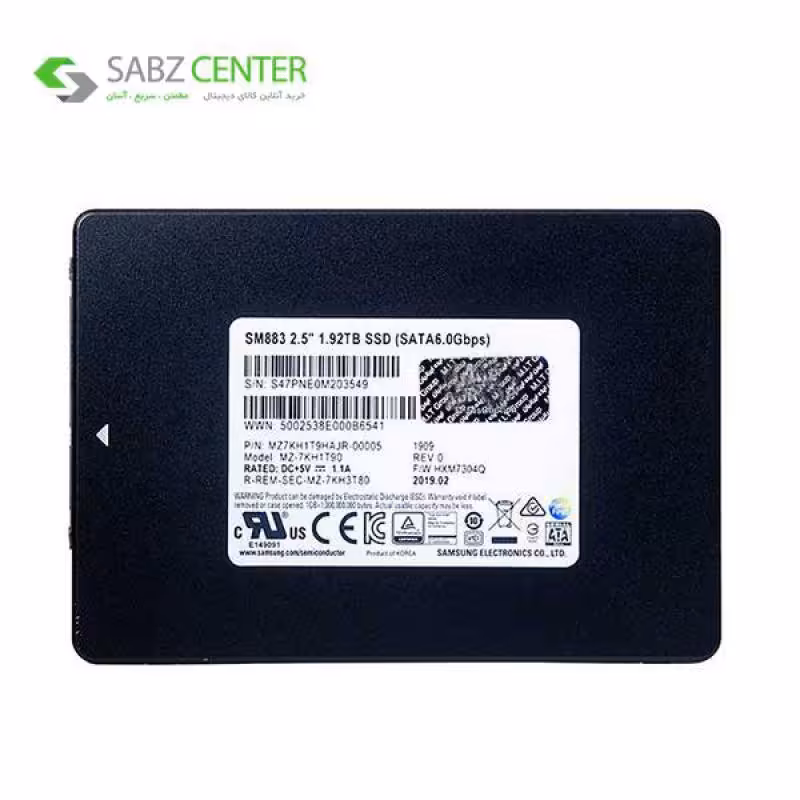 SSD سرور سامسونگSM883 ظرفیت1.92