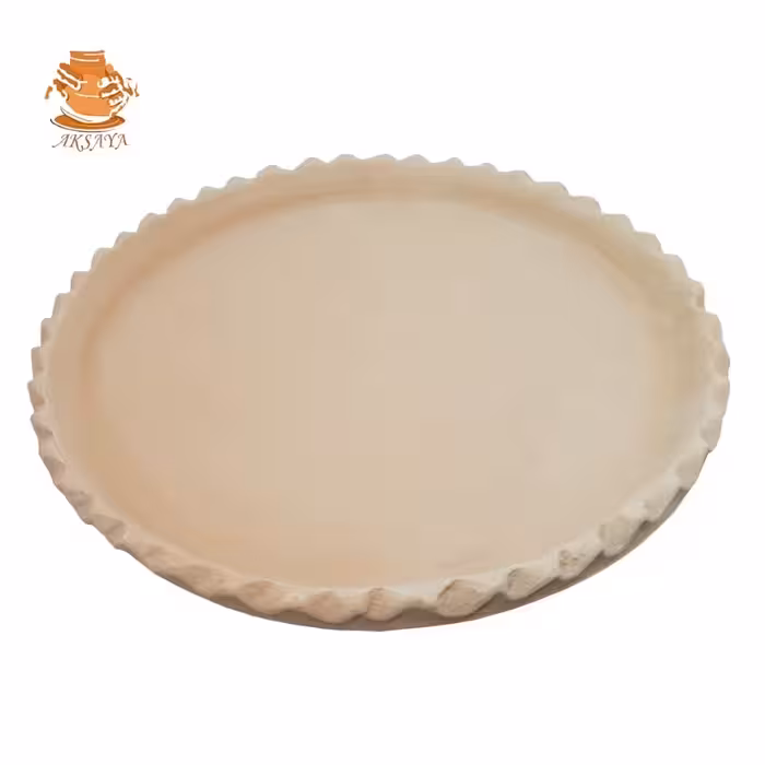 سینی سفالی خام مدل لبچین قطر 35 سانتی متر

