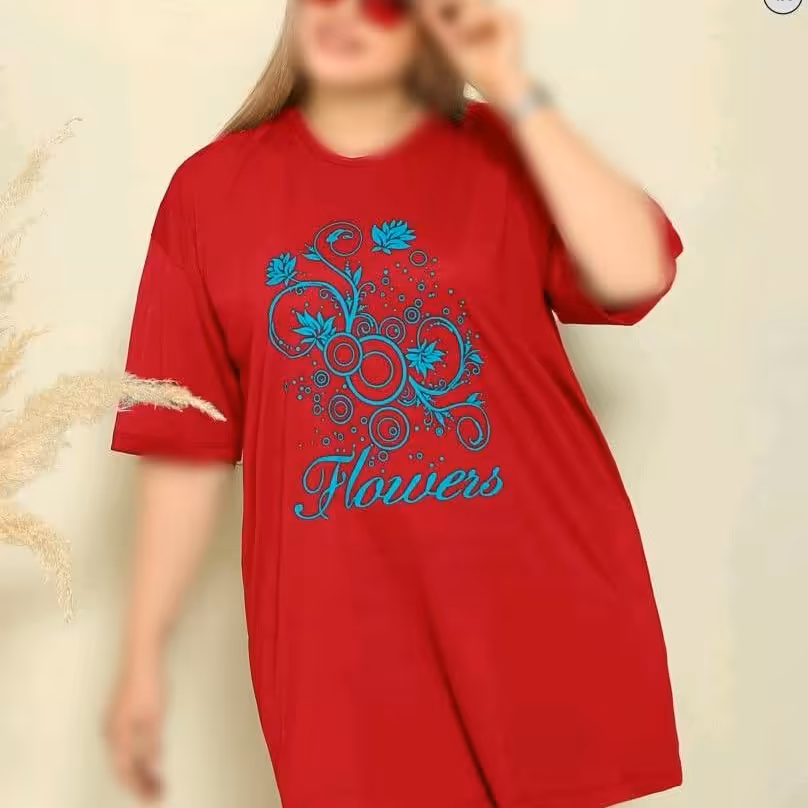 لباس مجلسی سایز بزرگ تونیک طرح گل بیگ سایز 44 تا 60