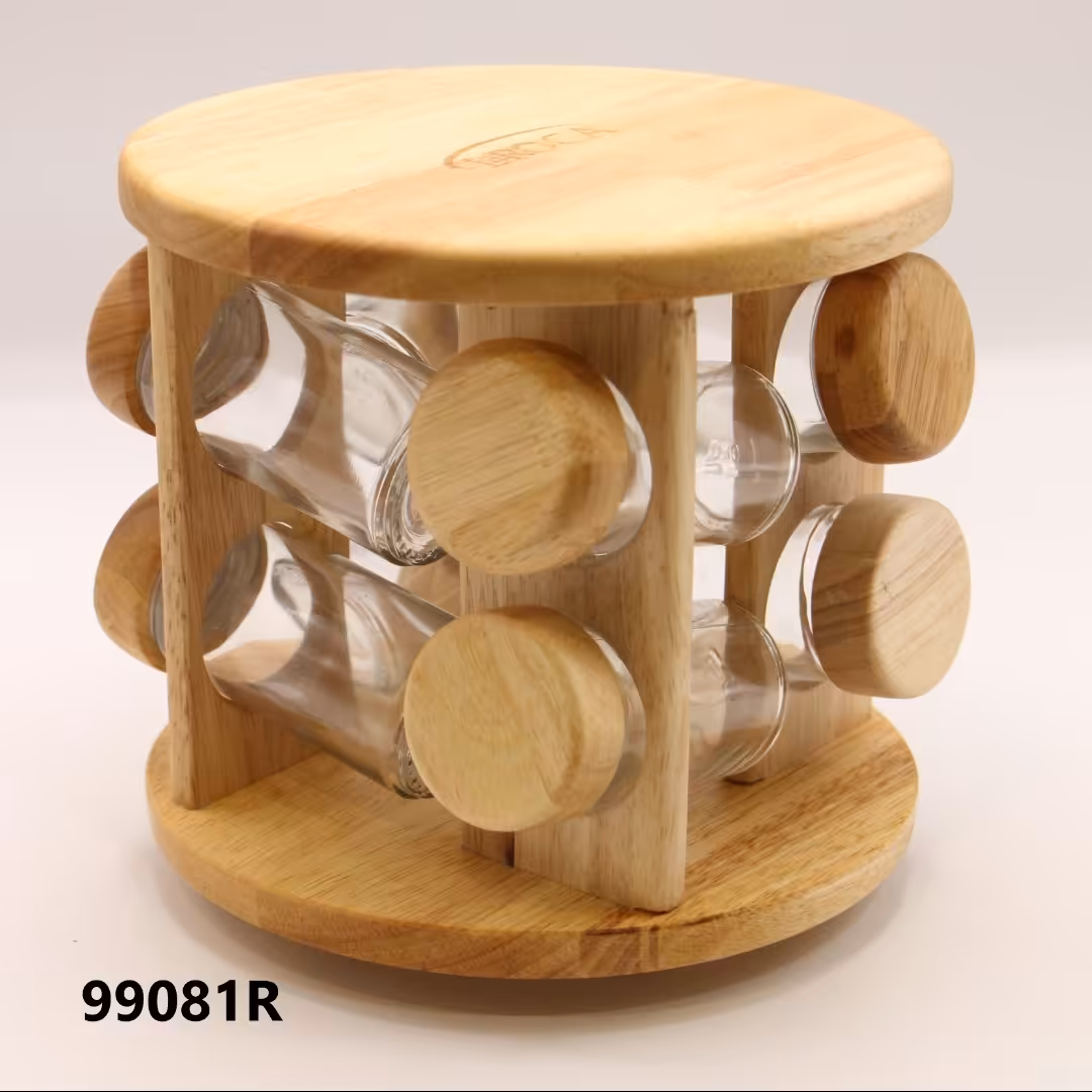 جا ادویه 8 عددی گردان چوب رابروود صفحه گرد کد 99081