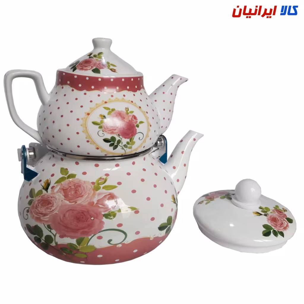 ست کتری و قوری گلدار لعابی