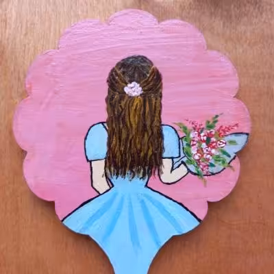 آینه چوبی نقاشی شده طرح فانتزی