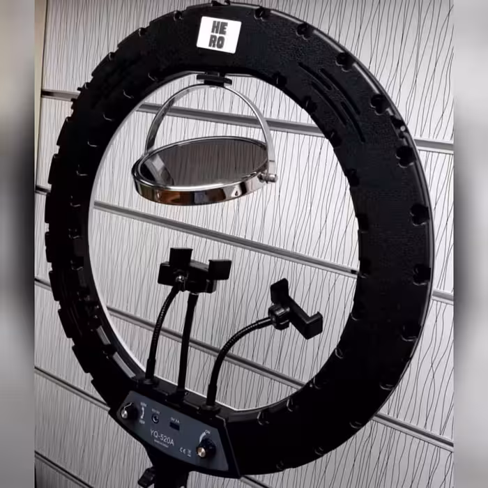 رینگ لایت سایز 52 شدت نور 70 وات و سه پایه حرفه ای 2 متری تولید محتوا آرایشی مطب رینگلایت سافت لایت گارانتی 3 ماه 