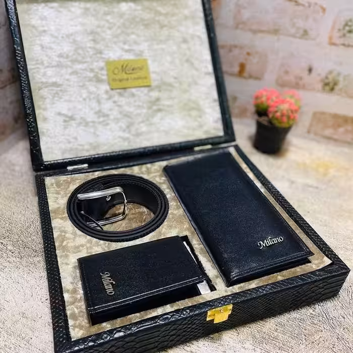 ست کیف و کمربند کادوئی میلانو 
چرم طبیعط گاوی