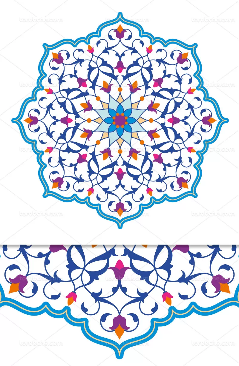 وکتور طرح شمسه سنتی رنگی | گرافیک با طعم تربچه