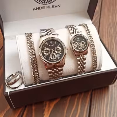 ست ساعت زنانه مردانه رولکس طرح سه موتوره ( ست کامل )