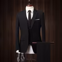 کت و شلوار مردانه مشکی با جلیقه و پیراهن   با سایزبندی از 46 تا 56