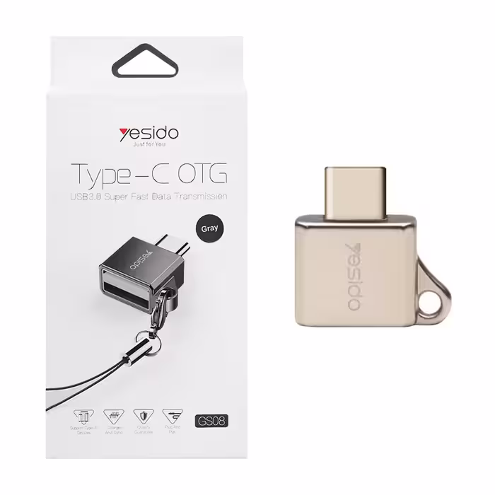 تبدیل yesido OTG Type-C مدل GS08-خاکستری-کد2091
