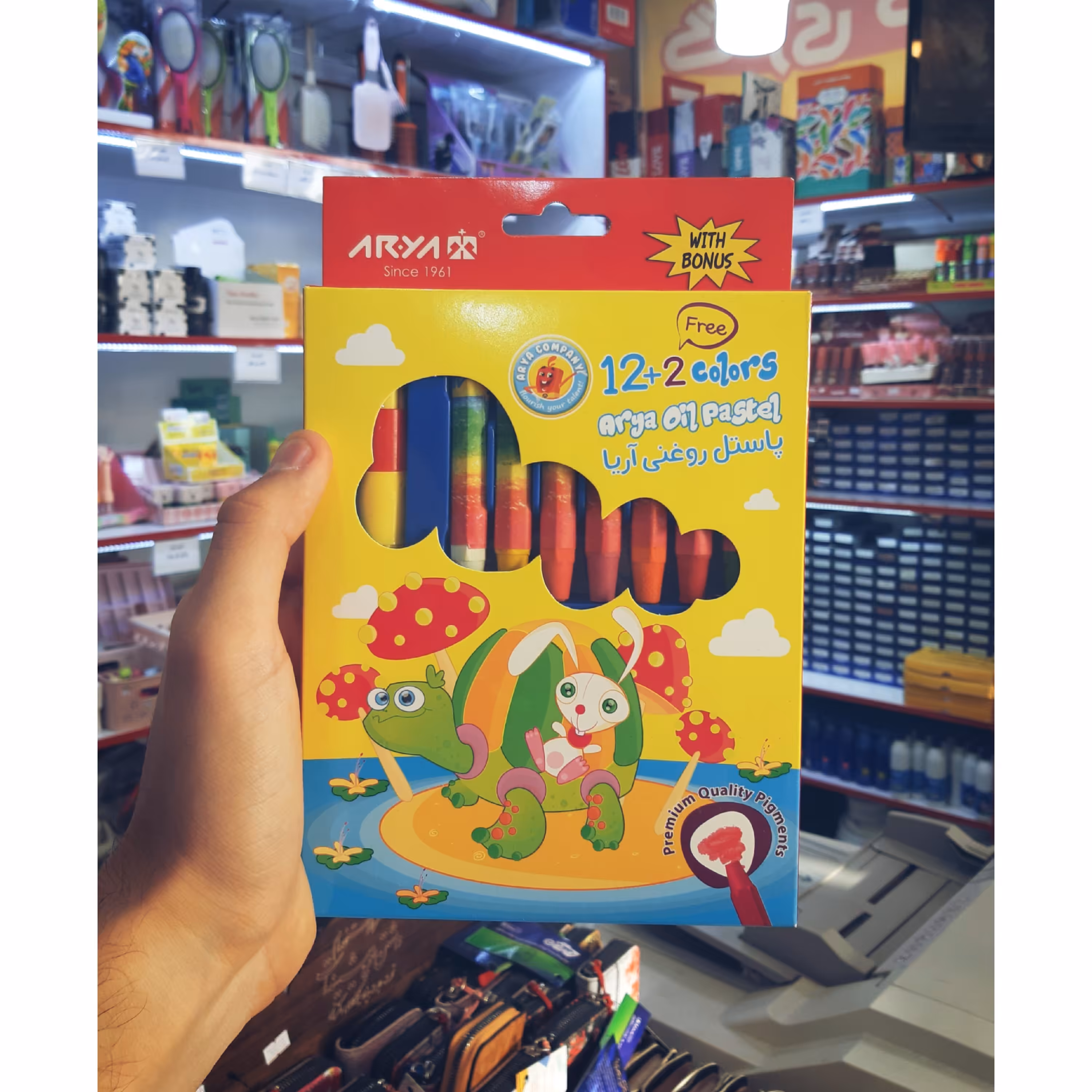 پاستل روغنی مدادشمعی 12رنگ آریا ARYA کیفیت عالی درجه یک جعبه مقوایی کارتونی